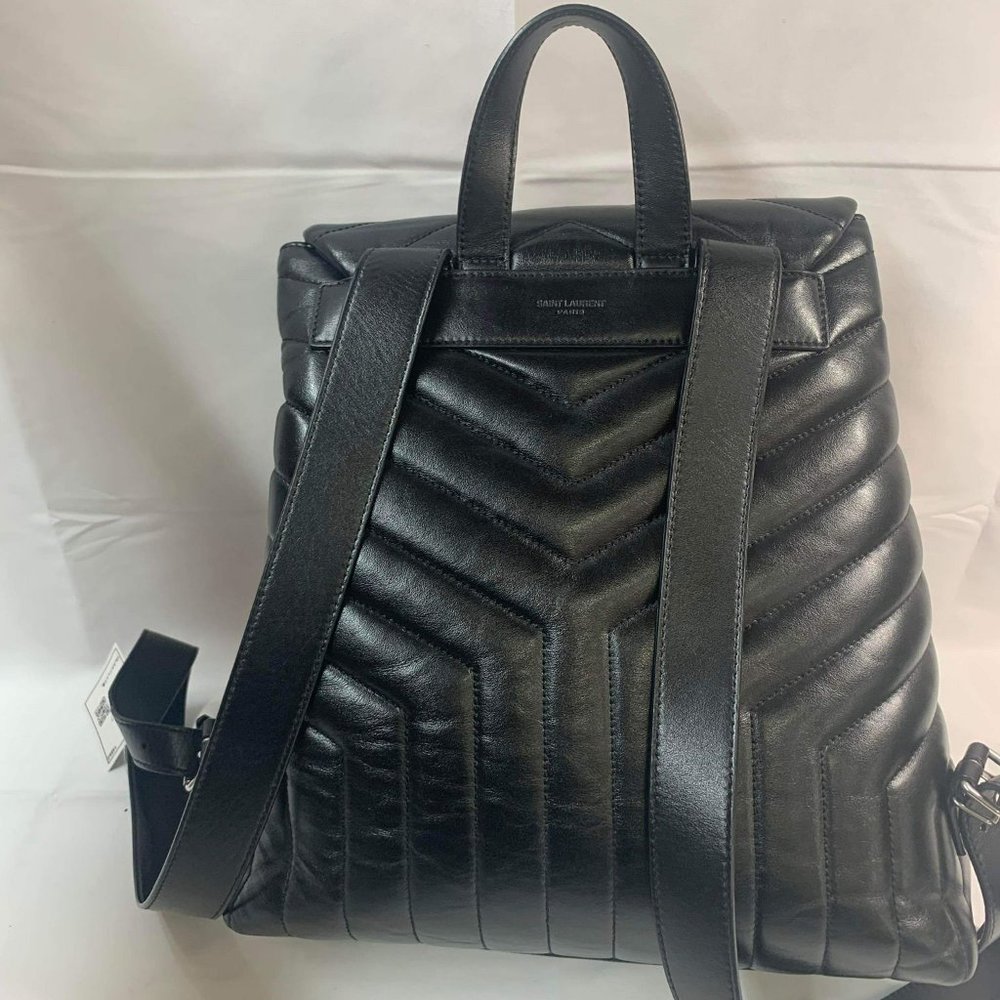 Saint Laurent Calfskin Y Quilted Monogram Medium Loulou Backpack Asphalt - Picture 3 of 16